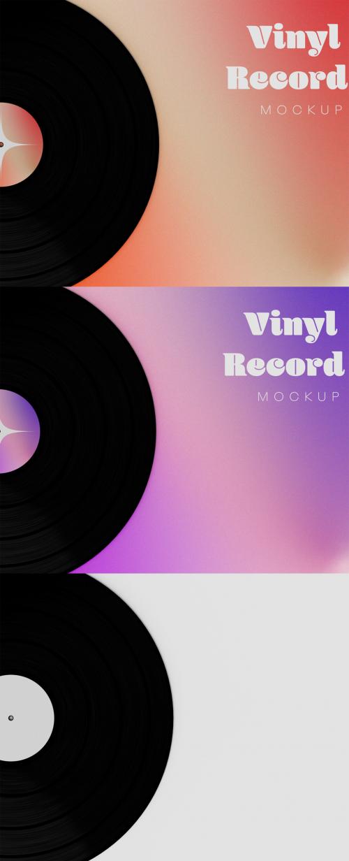 Top View of Vinyl Record Mockup