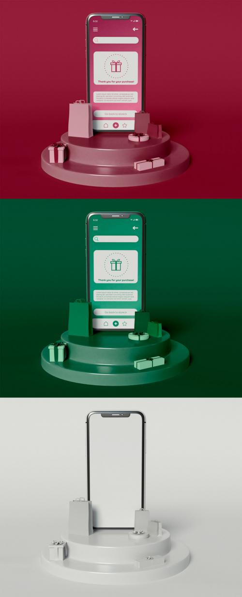 Shopping Concept Smartphone with Store Porducts Mockup