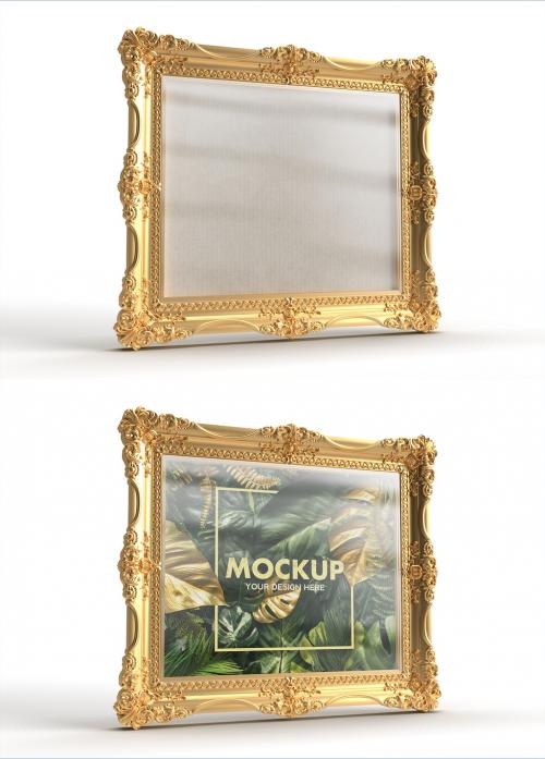 Simply Beautiful Gold and Ornamented Frame Mockup