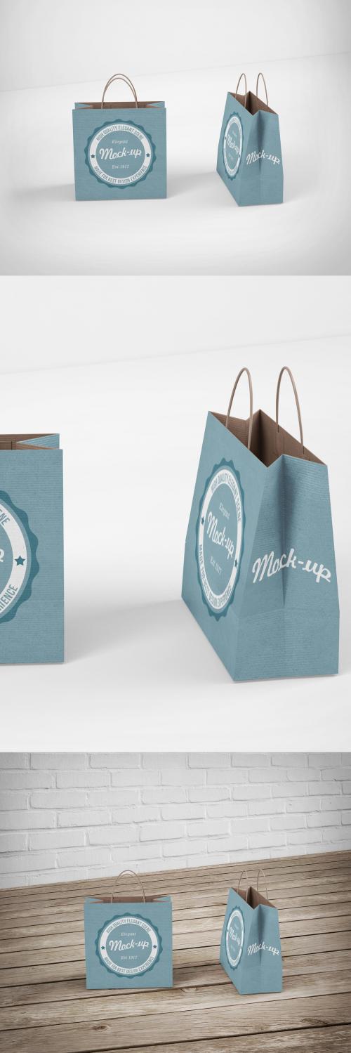 Craft Paper Shopping Square Bag Mock-Up