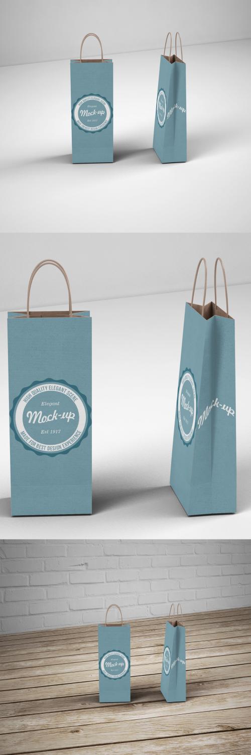 Craft Paper Shopping Bag for Wine Mock-Up Scene