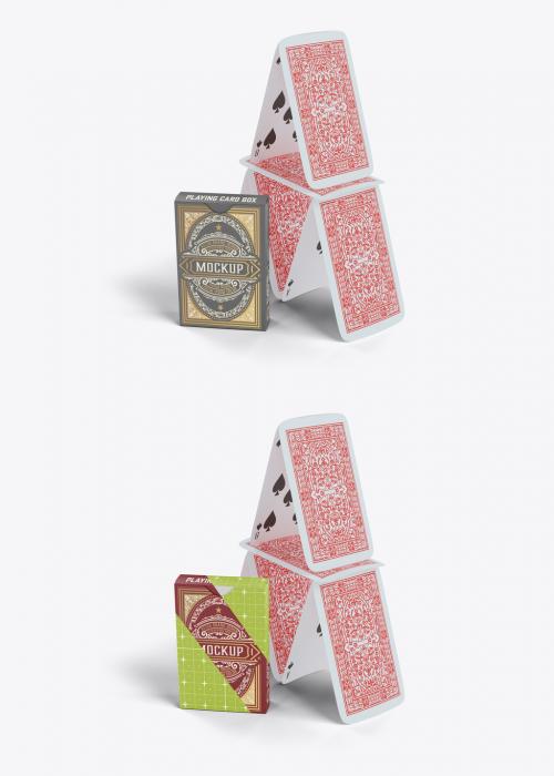 Box with Playing Cards and Tokes Mockup