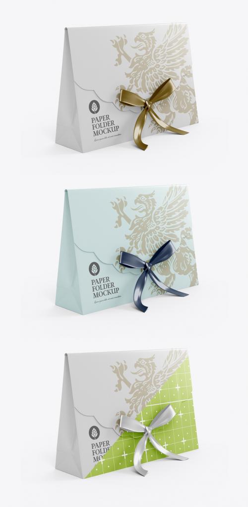 Gift Folder with Bow Mockup