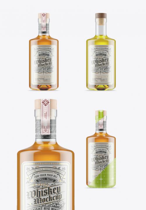 Whiskey Liquor Glass Bottle Mockup