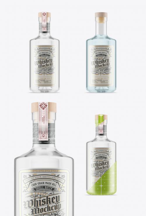 Clear Liquor Glass Bottle Mockup