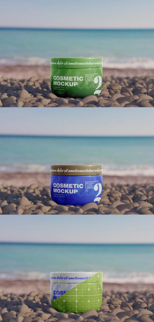 Glossy Cosmetic Jar Mockup