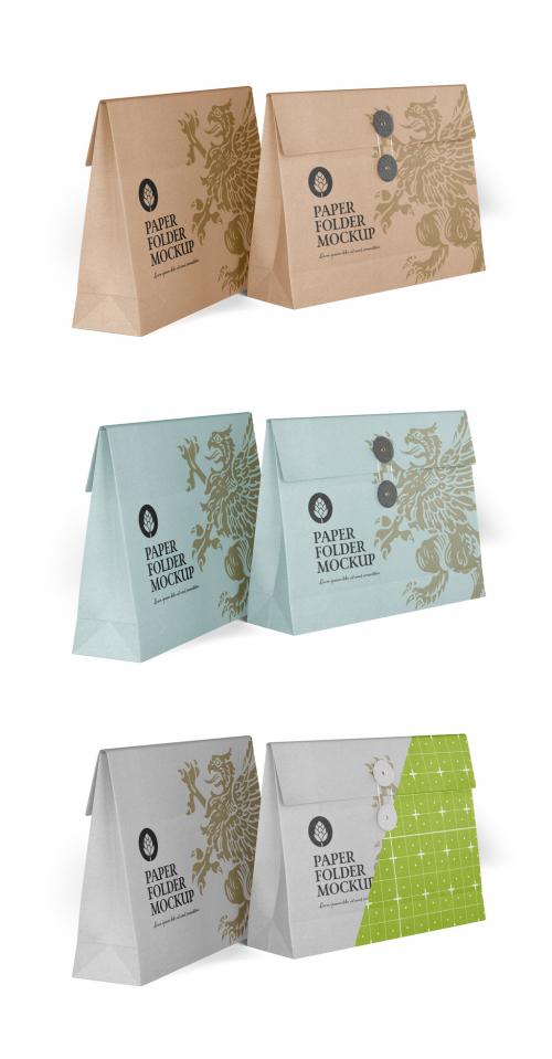 Kraft Folder with Bow Mockup