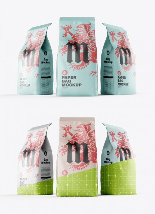 Set Plastic Food Bag Mockup