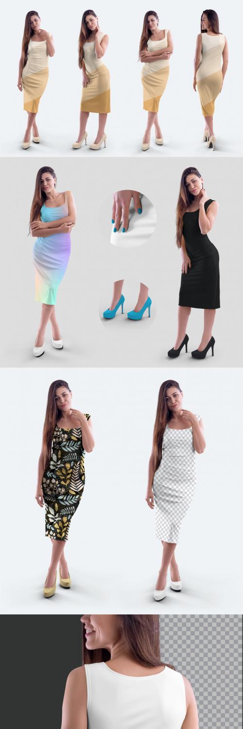 4 Women's Tight Dress Mockups