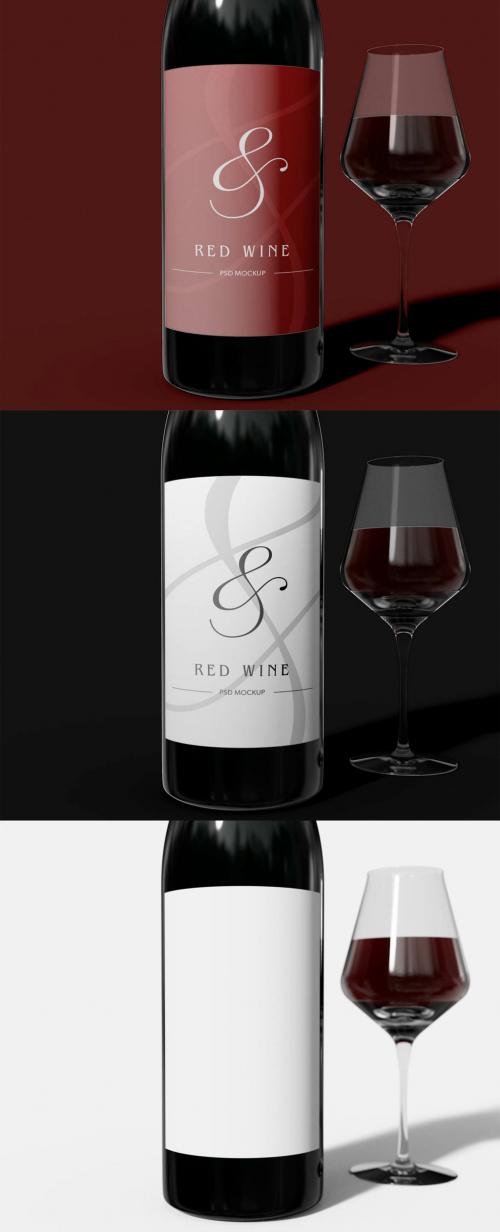 Wine Bottle with Cup Mockup