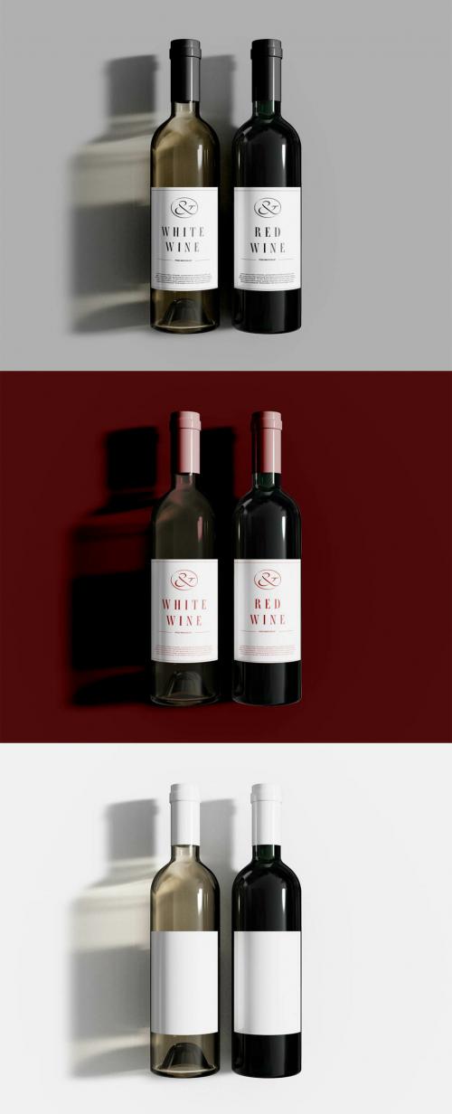 Two Wine Bottles Packaging Mockup