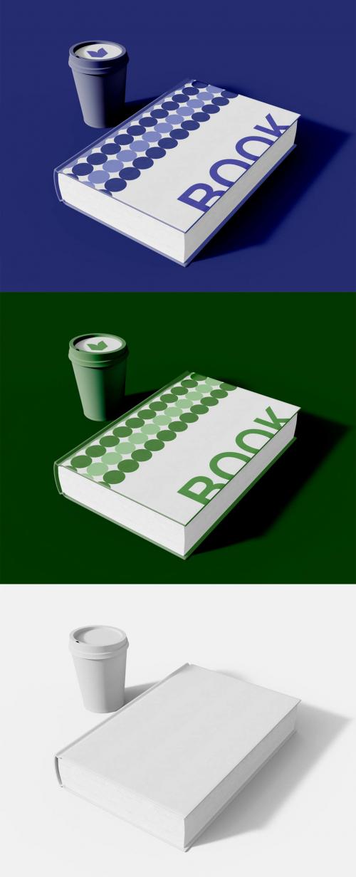 Book Cover with Coffee Cup Mockup