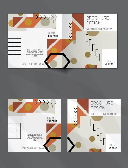 Brochure Cover Layout Set Geometric Shapes and Abstract Bright Rectangles on White