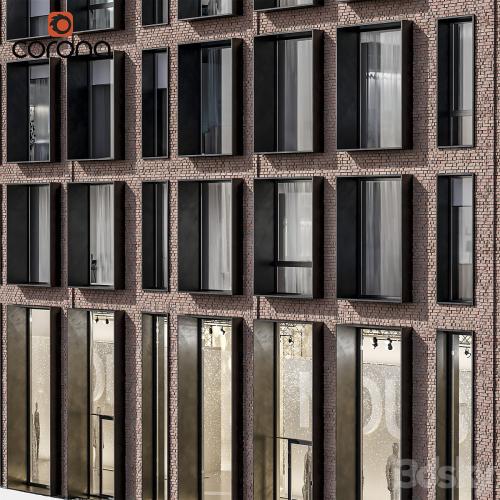 Modern residential facade 01 | night + interiors