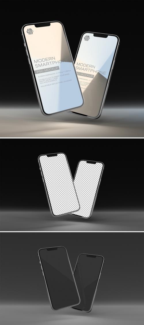 Mobile Phone Mockup on Black Background