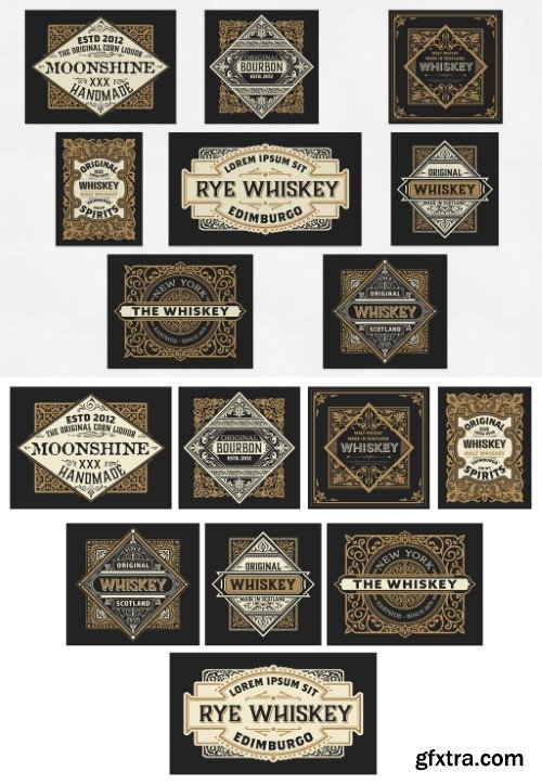 Set of 8 Vintage Liquors Labels