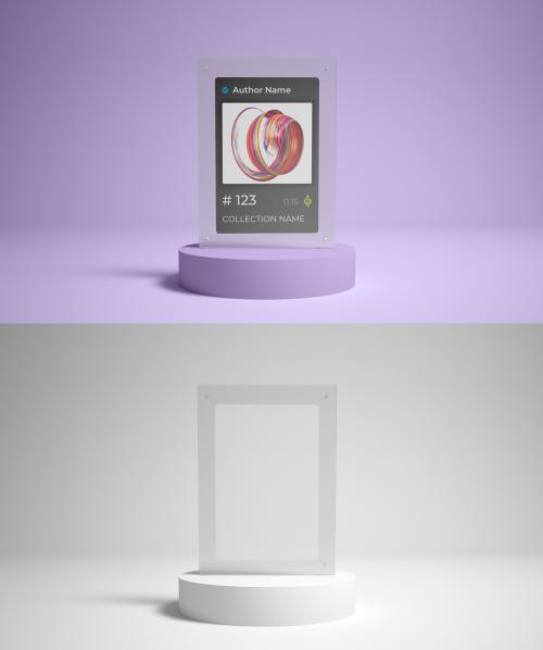 Transparent Frame with Nft Card Above Podium