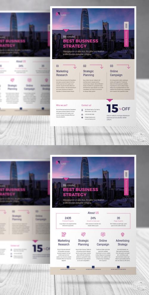 Business Consulting Agency Flyer with Blue and Magenta Accents