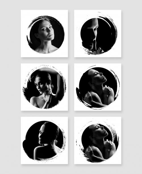 Circular Photo Mockups with Abstract Brush Stroke