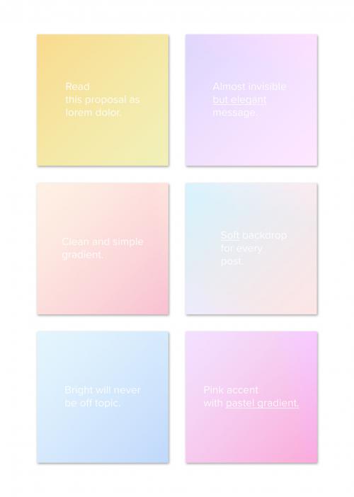 Simple Square Pastel Layouts for Social Media with Soft Gradient