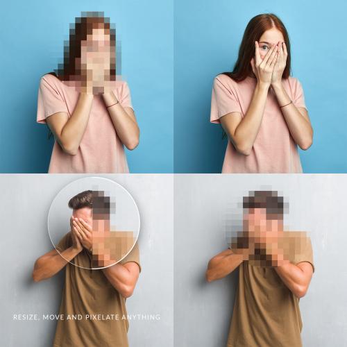 Censor Photo Mockup with Pixelation Effect