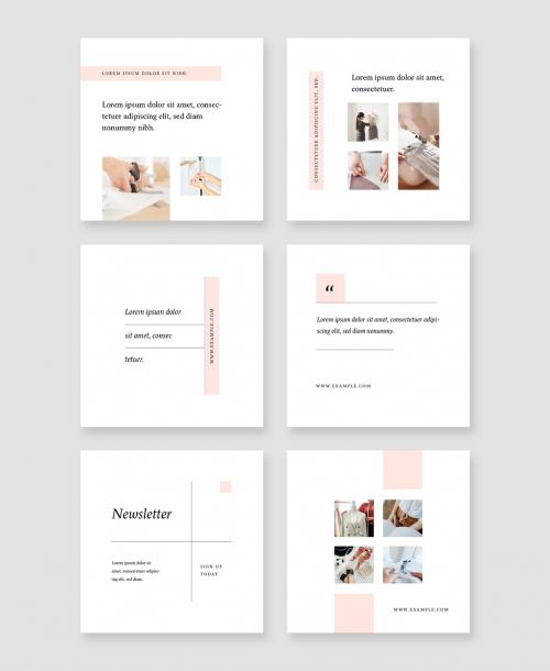 Minimalist Social Media Post Layouts With Soft Pastel Accent