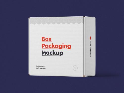 Half Side View Eco Cardboard Delivery Box Mockup