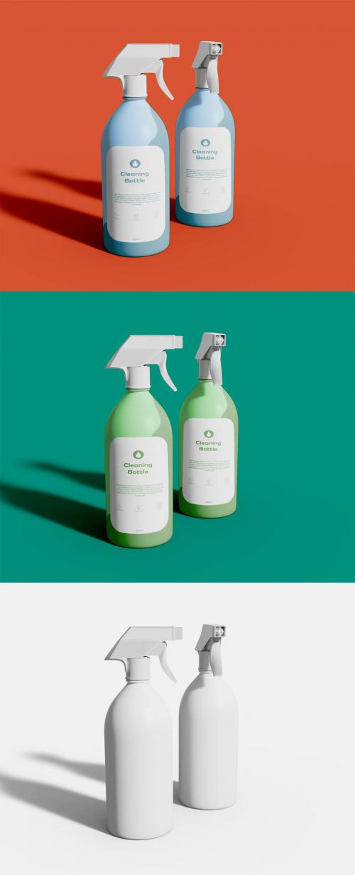 Two Cleaning Bottles Mockup