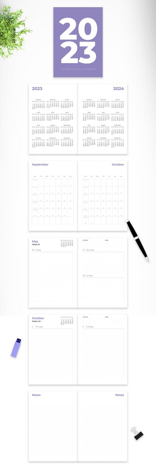 2023 Twelve Month Daily Planner A5 Brochure