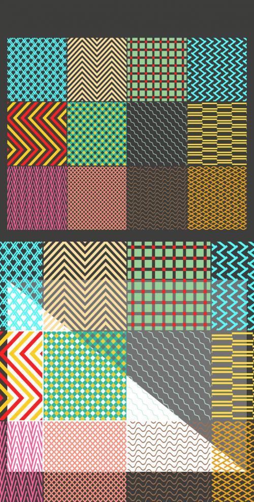 Seamless Bright Geometric Overlay Pattern Set