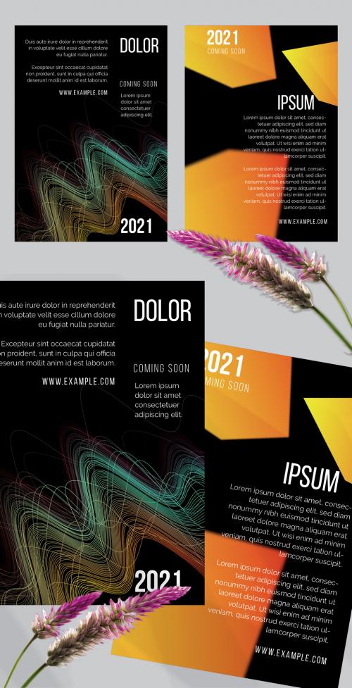 Flyer Layout with Motion Blur and Abstract Glowing Shapes