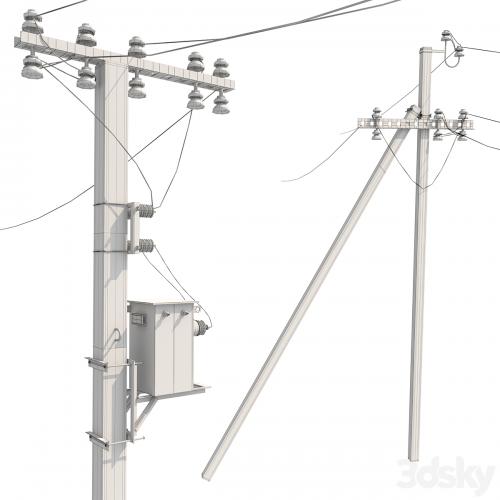 Concrete electricity transmission poles with wires