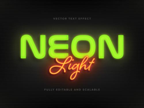 Green and Orange Neon Light Sign Mockup