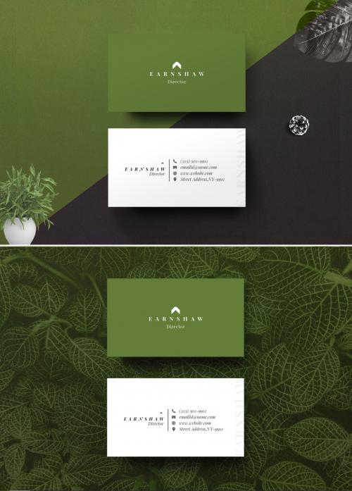 Simple Green Business Cards Layout