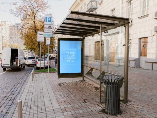 Bus Stop Banner Poster Mockup