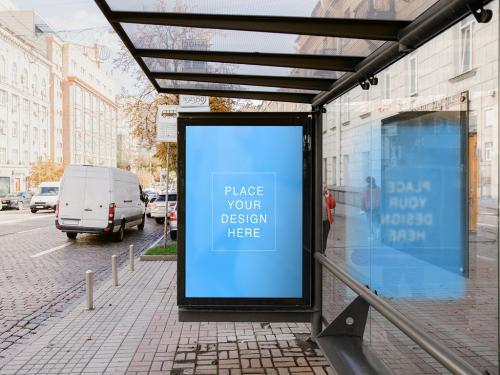 Bus Stop Billboard Poster Mockup Template