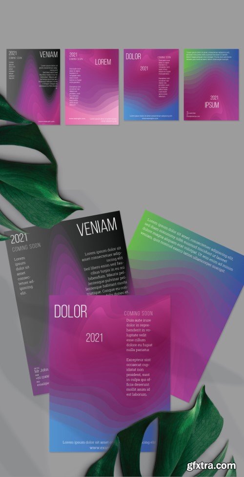 Flyer Layout with Futuristic Wavy Gradient Blend Shapes