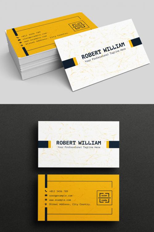 Minimal Individual Business Card Layout with Yellow Color