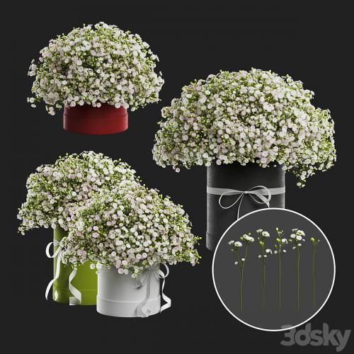 Gypsophila bouquet in a hat box