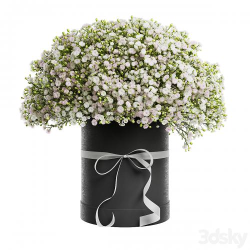 Gypsophila bouquet in a hat box