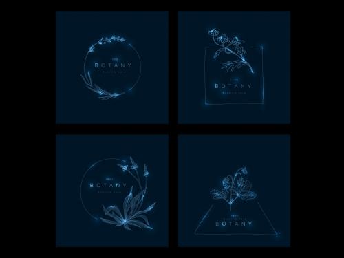 Minimalist Dark Blue Floral Frames Collection