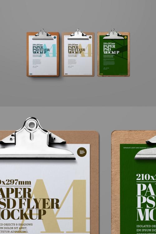 Clipboard Mockup A4 Flyer Set