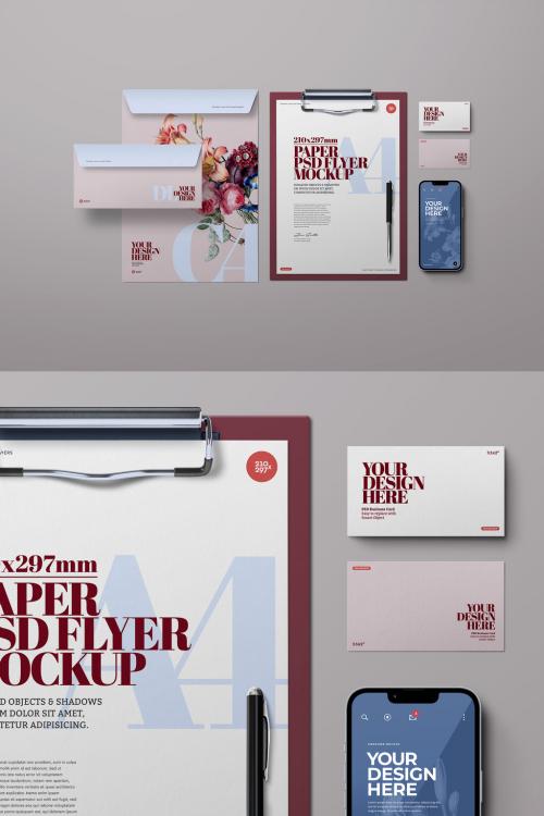 Stationery Mockup A4 Dl Envelope Phone