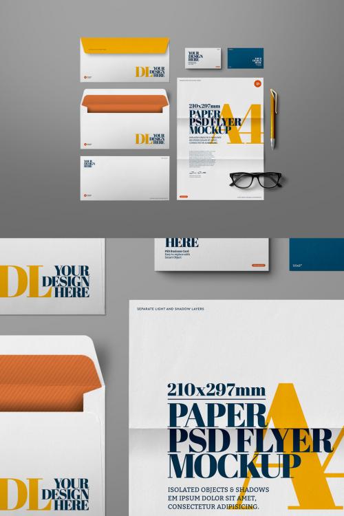 Stationery Mockup A4 Dl Envelope