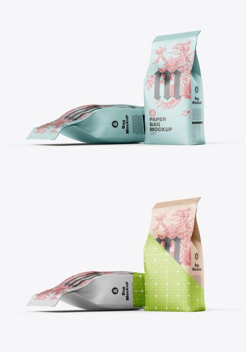 Set Plastic Food Bag Mockup