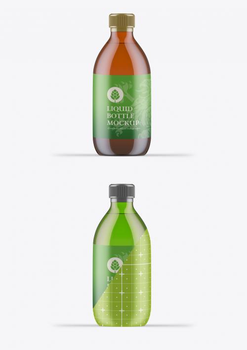 Amber Glass Liquid Bottle Mockup