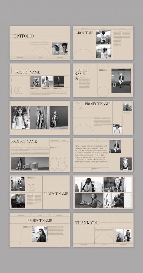 Minimal Portfolio Layout with Beige Accent