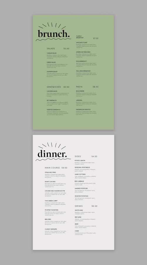 Minimal Menu Layout with Green Accent