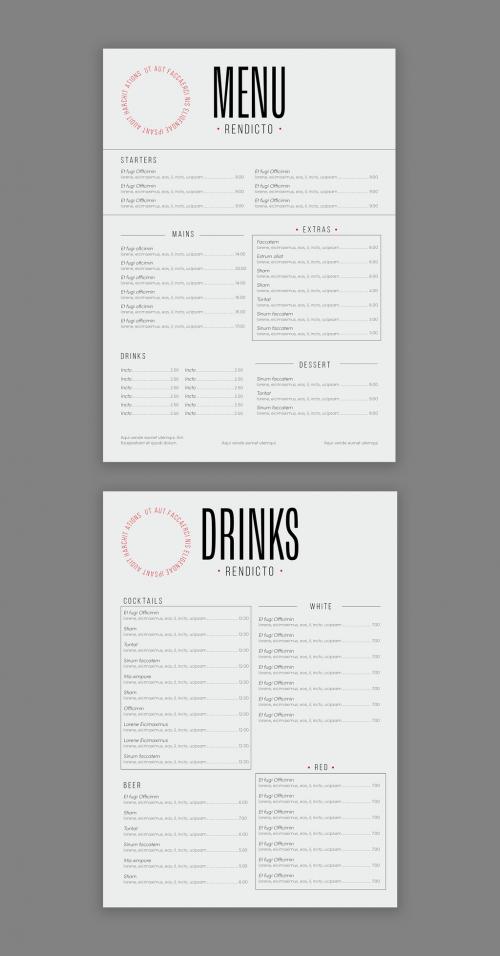 Bold Black and White Menu Design with Red Accent