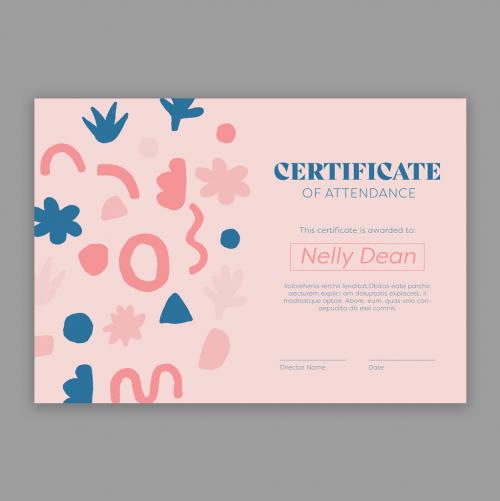 Pink Certificate of Attendance Design Layout